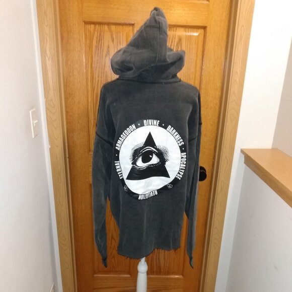 SizeL Saint Michael Complicated Jesus Christ Boombox Cross Hoodie All Seeing Eye - Picture 9 of 15